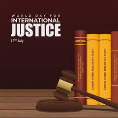 World day for international justice, scales of justice, suitable for poster, template, and banner