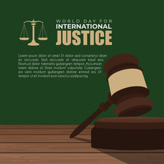 World day for international justice poster concept, 17th July