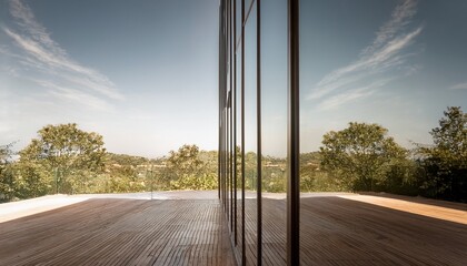 Fototapeta premium frameless vertical mirror reflects natural light