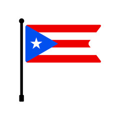 Flag of Puerto Rico. Puerto Rico flag vector illustration icon design. Flagpole flag icon.