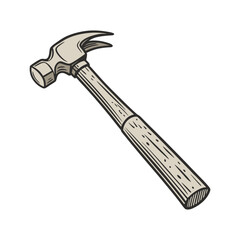 Hand drawn vector illustration of a claw hammer tool equipment isolated