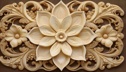 ornate cream colored flower bas relief