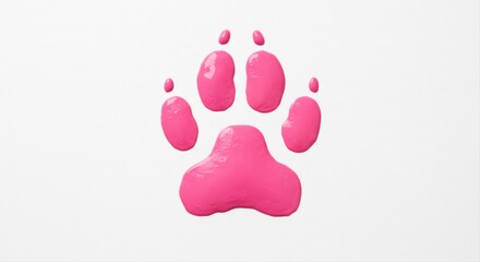 Pink paw print illustration against a clean white background for cute concepts