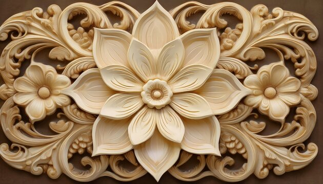 ornate cream colored flower bas relief