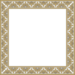Vector gold and black square classic byzantine ornament. Rectangle, border, Ancient Greece, Eastern Roman Empire frame. Decoration of the Russian Orthodox Church
