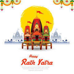 chariot of Lord Jagannath, Balabhadra and Subhadra on annual Rathayatra in Odisha festival background