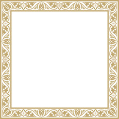 Vector golden square classic byzantine ornament. Rectangle, border, Ancient Greece, Eastern Roman Empire frame. Decoration of the Russian Orthodox Church
