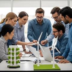 Team of Engineers Collaborating on Sustainable Energy Solutions