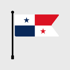 Flag of Panama. Panama flag vector illustration icon design. Flagpole flag icon.