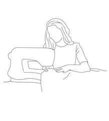 woman using sewing machine. Woman Sewing illustration 