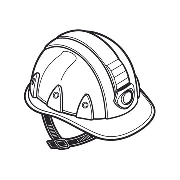 recommend clip art: Outline illustration of a hard hat safety helmet protective gear