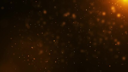 Abstract golden particles animation concept. 4k bokeh background with light particles on dark background. Animated footage with light leak effect. - Powered by Adobe