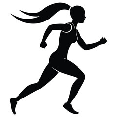 Silhouette of a Woman Runner Dynamic Fitness and Health