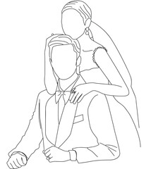 bridal couple. Wedding couple line art