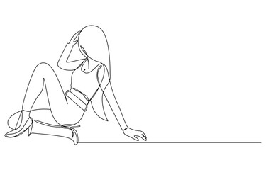 Beautiful Girl continuous line art drawing