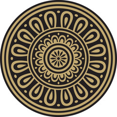 Classic Greek black and gold round ornament. Vector pattern, circle of ancient Hellenes. European border - ring.
