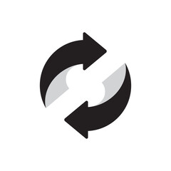 Two arrow spin icon template. Recycle round, circle refresh or restart, thin line symbol on white background