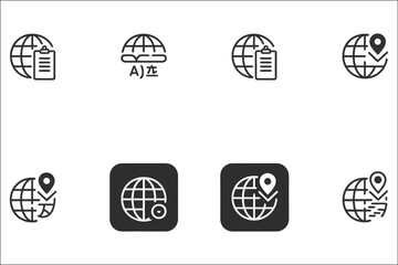 International Reporting and Press Icons in Outline Design

