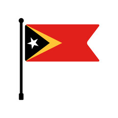 Flag of East Timor. East Timor flag vector illustration icon design. Flagpole flag icon.