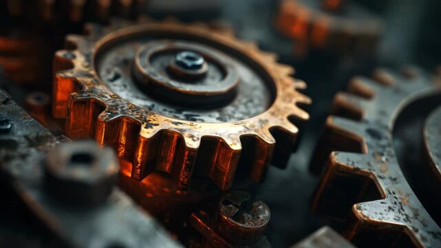 Steampunk Gear Mechanism with Rust Texture