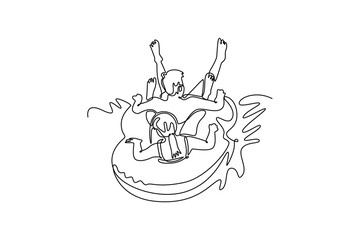 holiday on the rides concept. Single line draw design. Vector graphic illustration