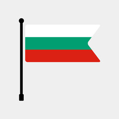 Flag of Bulgaria. Bulgaria flag vector illustration icon design. Flagpole flag icon.