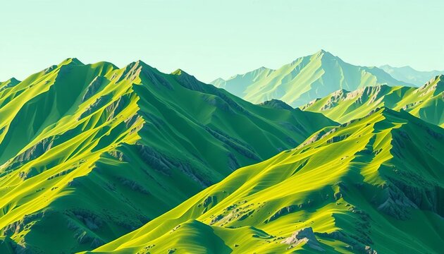 Geometric green mountain ridge landscape seamless vector pattern ,  nature,  printable