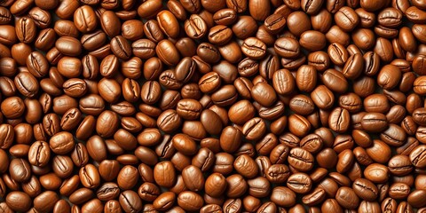 Obraz premium Seamless vector pattern of brown coffee beans; ideal for coffee shop print & decor, organic, repeat
