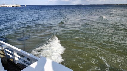 view of boat in ocean from sea