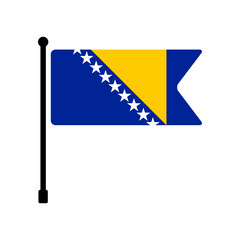Flag of Bosnia and Herzegovina. Bosnia and Herzegovina flag vector illustration icon design. Flagpole flag icon.