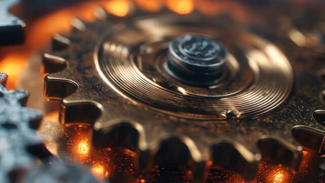 Detailed Rusted Gear in Motion Macro
