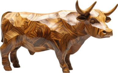 cow wooden sculpture statue 