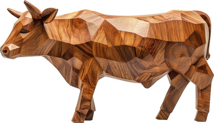Obraz premium cow wooden sculpture statue 