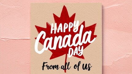 Happy Canada Day greeting card with maple leaf design concept of vector icon set