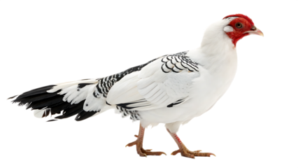 white bird with a red head and black and white isolated on white background png, ai generated