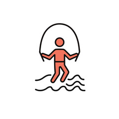 Obraz premium A person skipping rope in the water, the joy of exercise