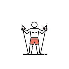 A person is depicted working out with resistance bands.