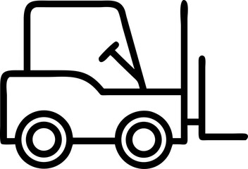 forklift truck vector outline icon on white or transparent background