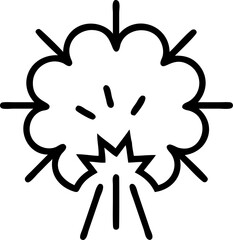 explosion vector outline icon on white or transparent background
