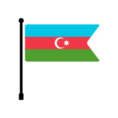 Flag of Azerbaijan. Azerbaijan flag vector illustration icon design. Flagpole flag icon.