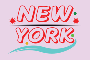 Vibrant New York City Graphic with Retro Style and Bold Colors