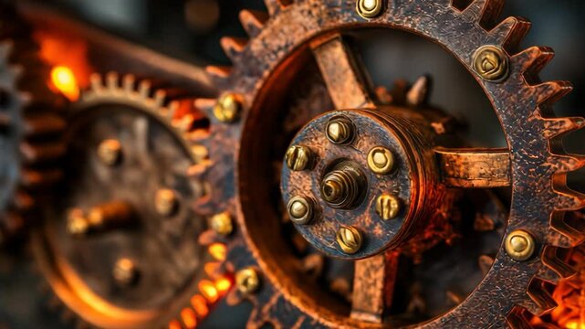 Vintage Bronze Gear in Steampunk Style
