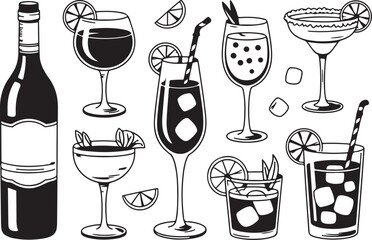 Monochromatic Alcoholic Beverages and Bottle Collection