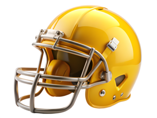 Bright Yellow American Football Helmet with Silver Facemask Isolated on White Background A I G E N E R A T E D - P N G isolated on a transparent background