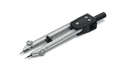 Precision drawing compass for technical and geometric designs vector illustration