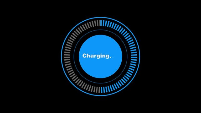 Electric car charging animation background. Charging screen  screen cell phone display. Electric Car Dashboard Display. circle Electric Car Charging Indicator.