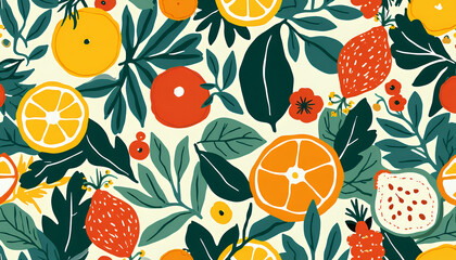 Fruit and Leaf Pattern Illustration