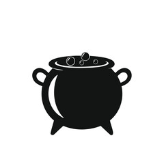 Black cauldron pot brewing magical potion bubbles