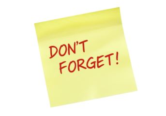 Isolated Yellow Sticky Note with Message Dont Forget