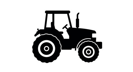 Obraz premium Silhouette of classic farm tractor on white background vector illustration